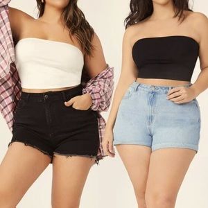 SHEIN Pack of 3 Crop Tube Tops. 1 Off-White 2XL, 1 Off-White 3XL and 1 Black 2XL